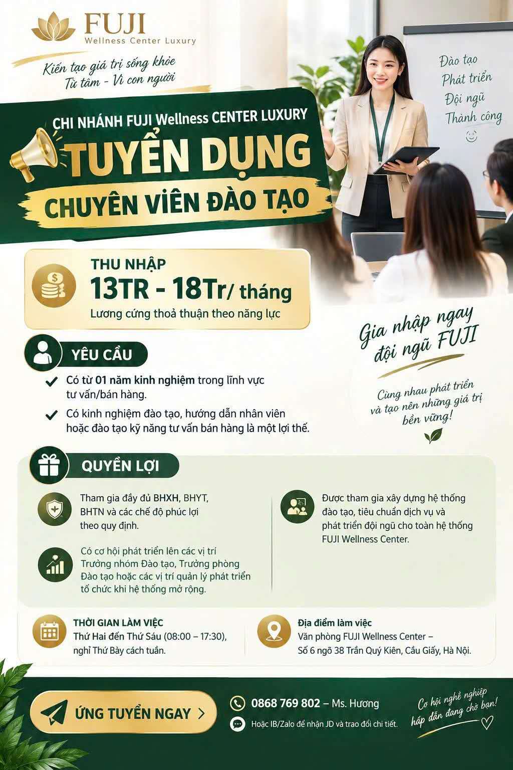 TUYỂN DỤNG CHUYÊN VIÊN ĐÀO TẠO